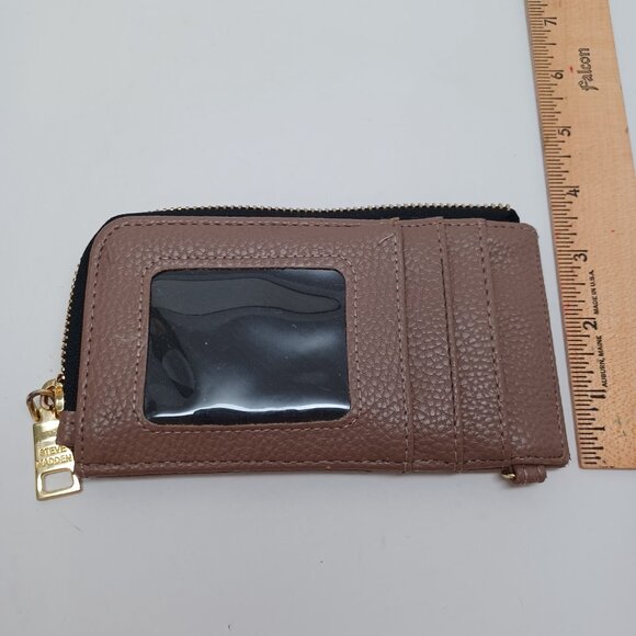 Steve Madden Wallet Small Zip Around Card Taupe Vegan Leather - Picture 6 of 10